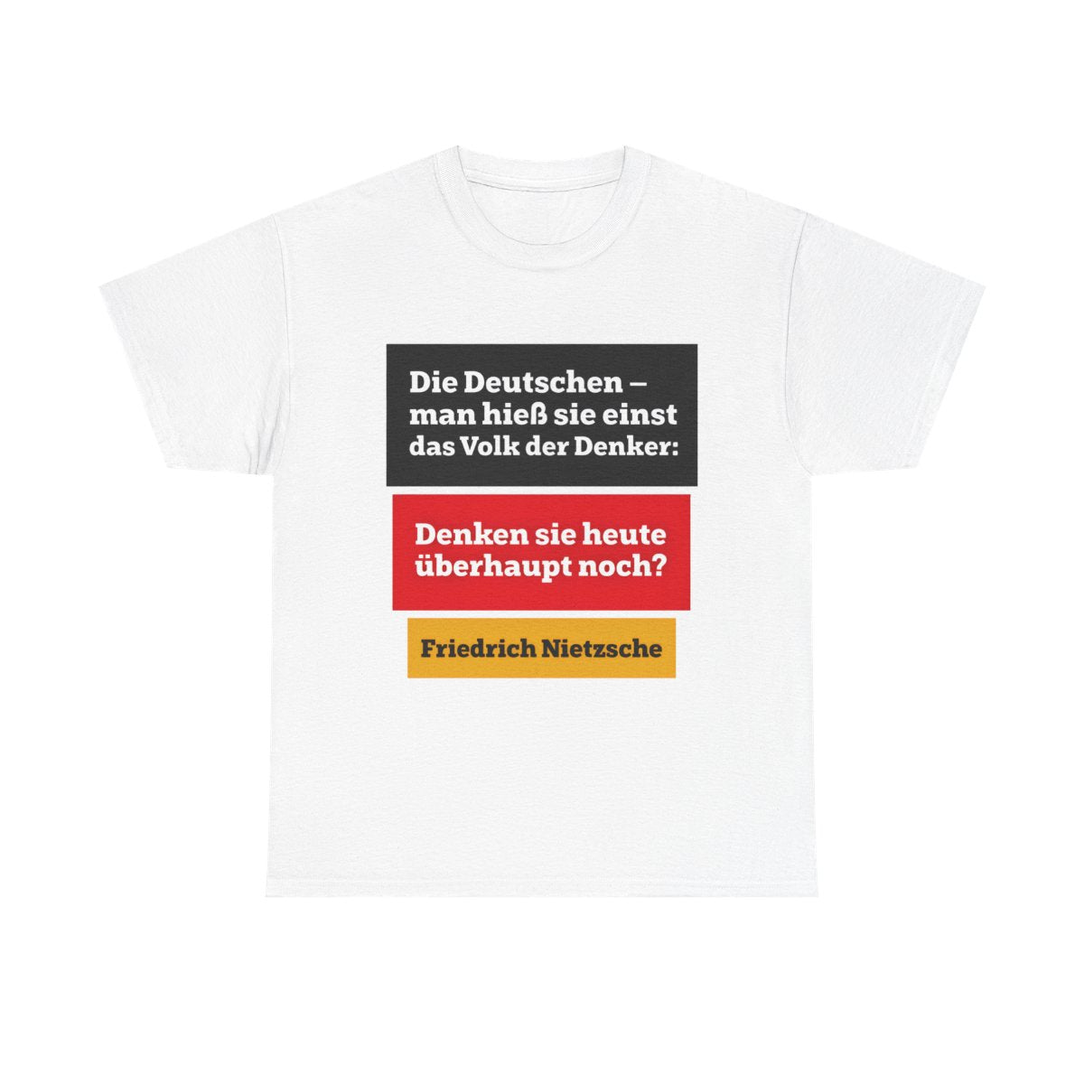 Unisex T-Shirt mit Zitat - Nietzsche - Volk der Denker Balken – front