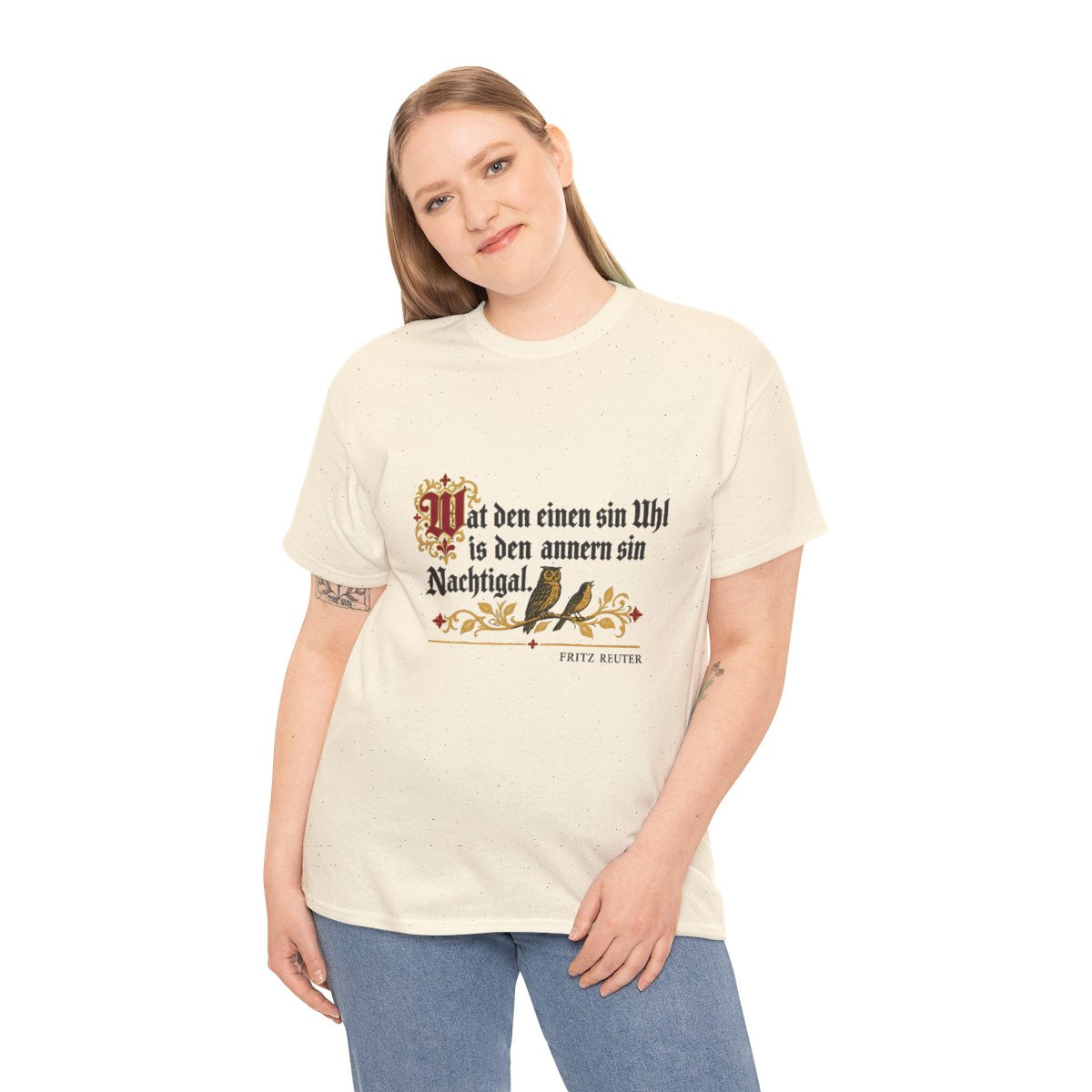 Unisex T-Shirt mit Zitat - Reuter - Uhl und Nachtigal – person-2