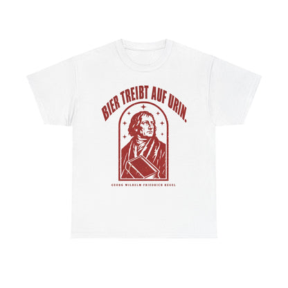 Unisex T-Shirt mit Zitat - Hegel - Bier treibt auf Urin Vintage – front
