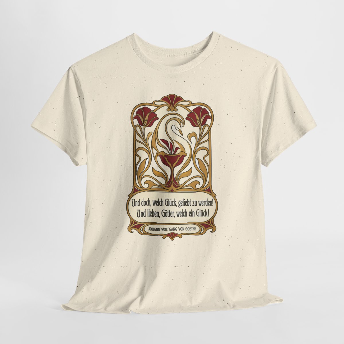 Unisex T-Shirt mit Zitat - Goethe - Und doch, welch Glück, geliebt zu werden – hanging-1