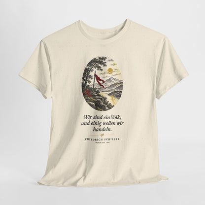 Unisex T-Shirt mit Zitat - Schiller - Wir sind ein Volk Nachtstück – hanging-1