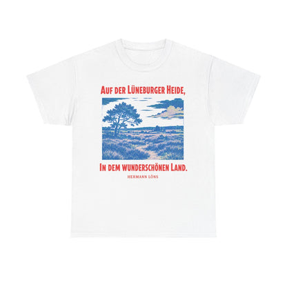 Unisex T-Shirt mit Zitat - Löns - Auf der Lüneburger Heide – front