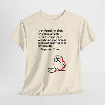 Unisex T-Shirt mit Zitat - Freud - Unermüdlicher Lustsucher – hanging-1