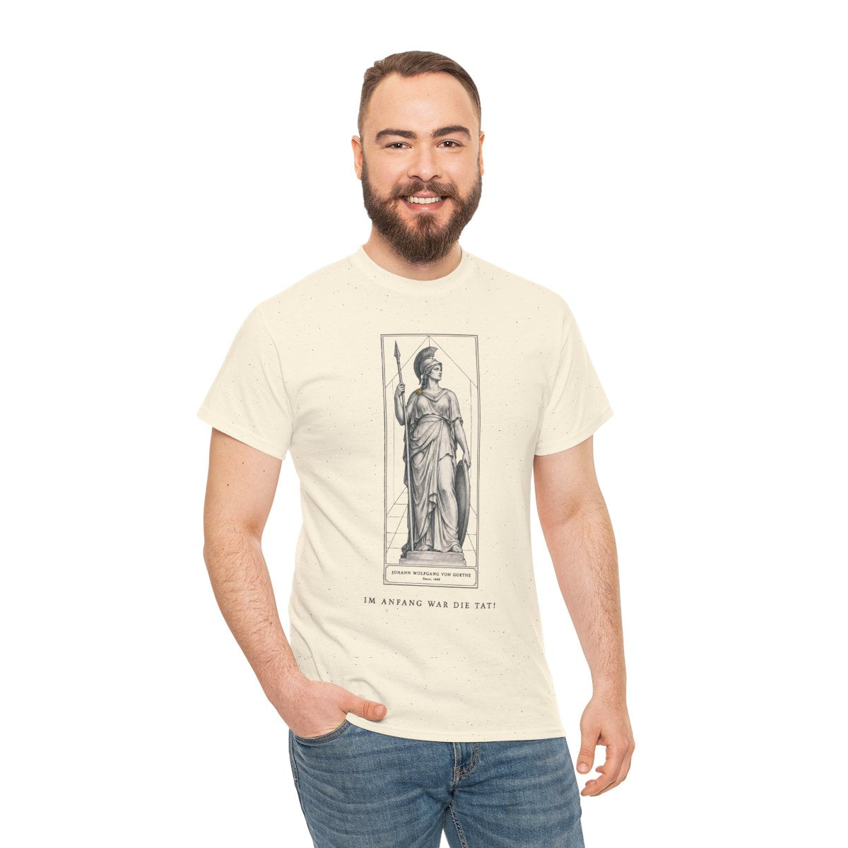 Unisex T-Shirt mit Zitat - Goethe - Im Anfang war die Tat – person-3