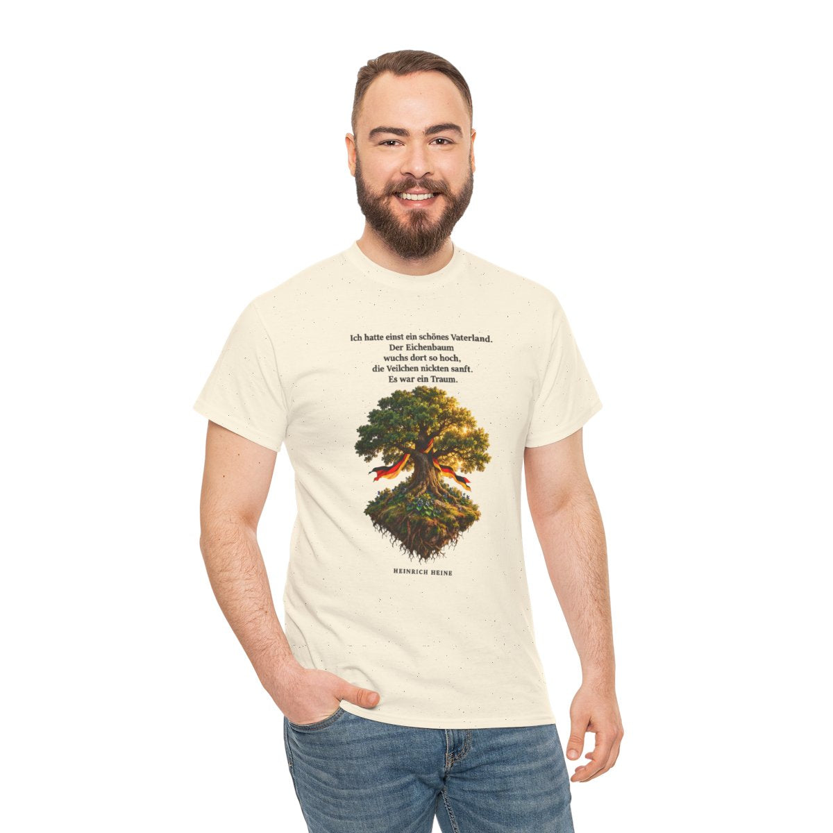 Unisex T-Shirt mit Zitat - Heine - Schönes Vaterland Eiche – person-3