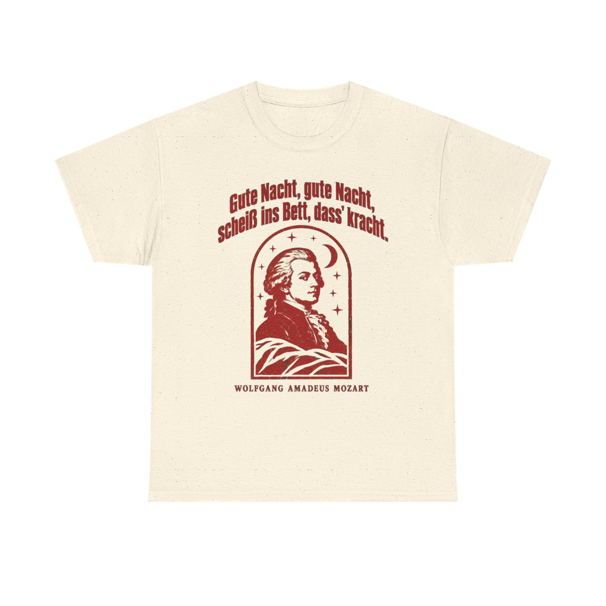 Unisex T-Shirt mit Zitat - Mozart - Gute Nacht, gute Nacht Vintage – front