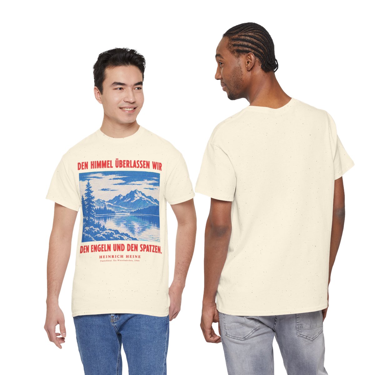 Unisex T-Shirt mit Zitat - Heine - Den Himmel überlassen wir – duo
