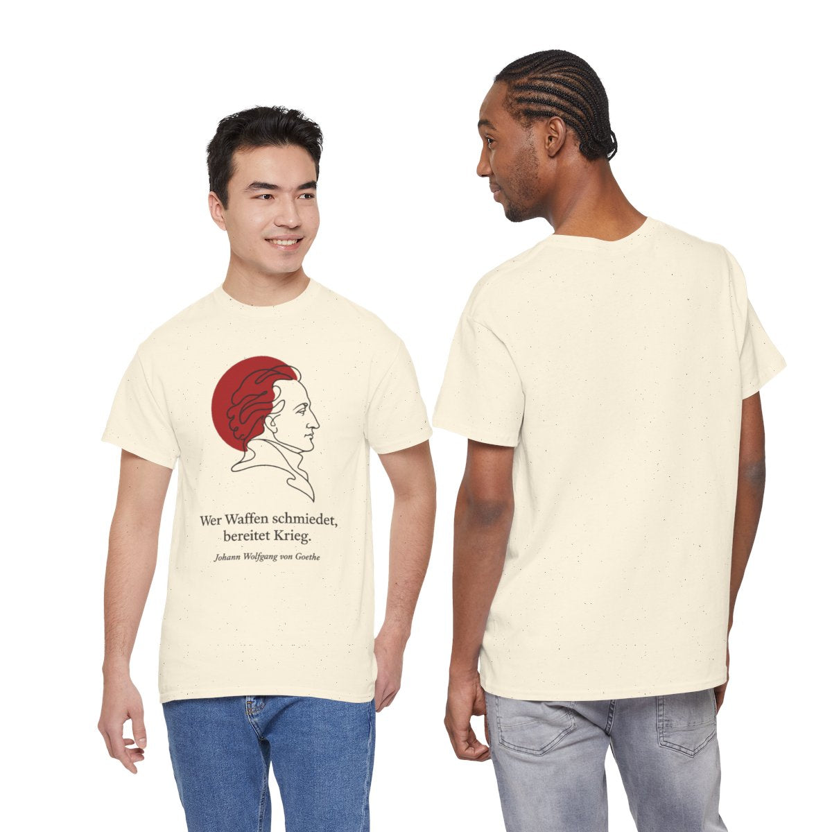 Unisex T-Shirt mit Zitat - Goethe - Wer Waffen schmiedet – duo