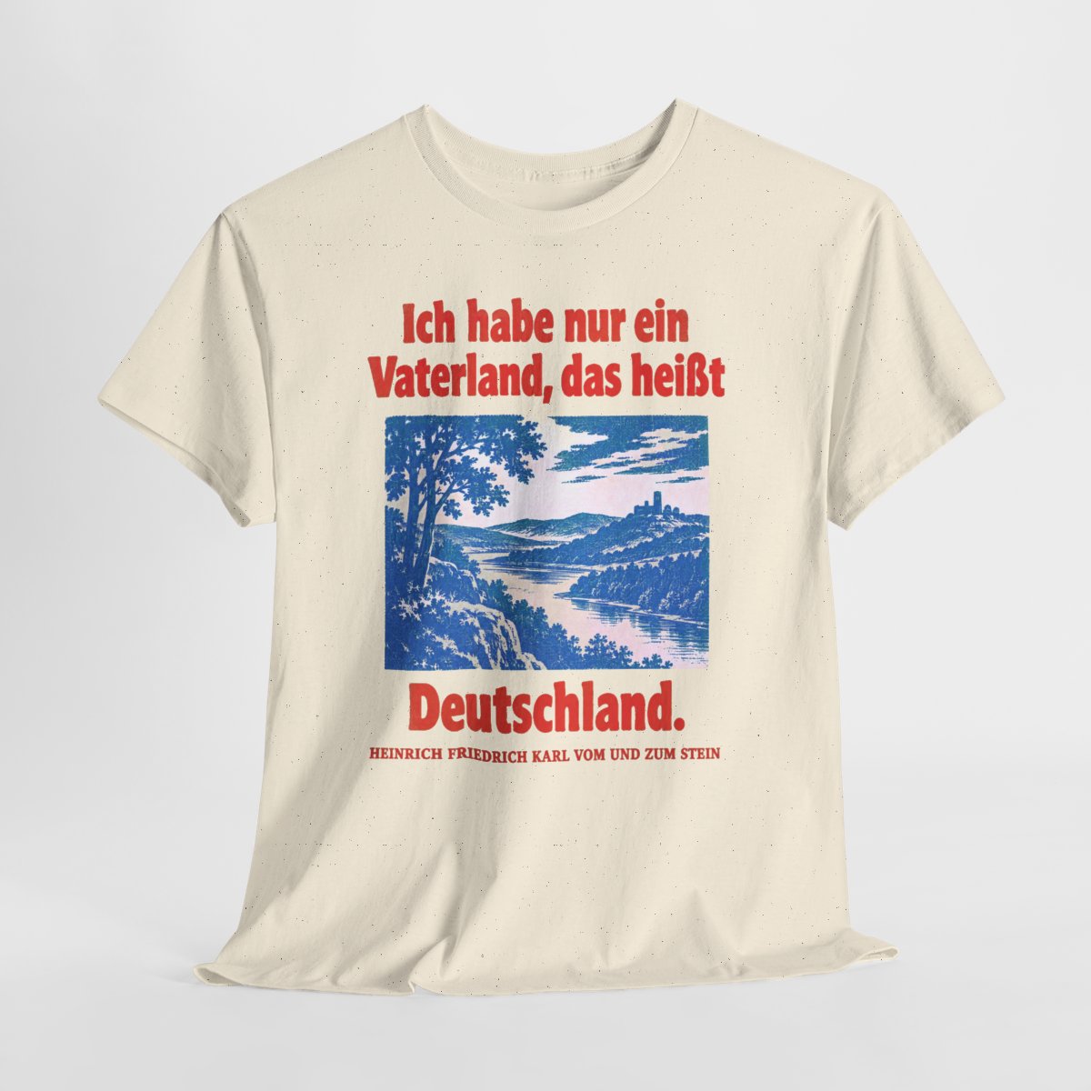 Unisex T-Shirt mit Zitat - Stein - Ich habe nur ein Vaterland – hanging-1