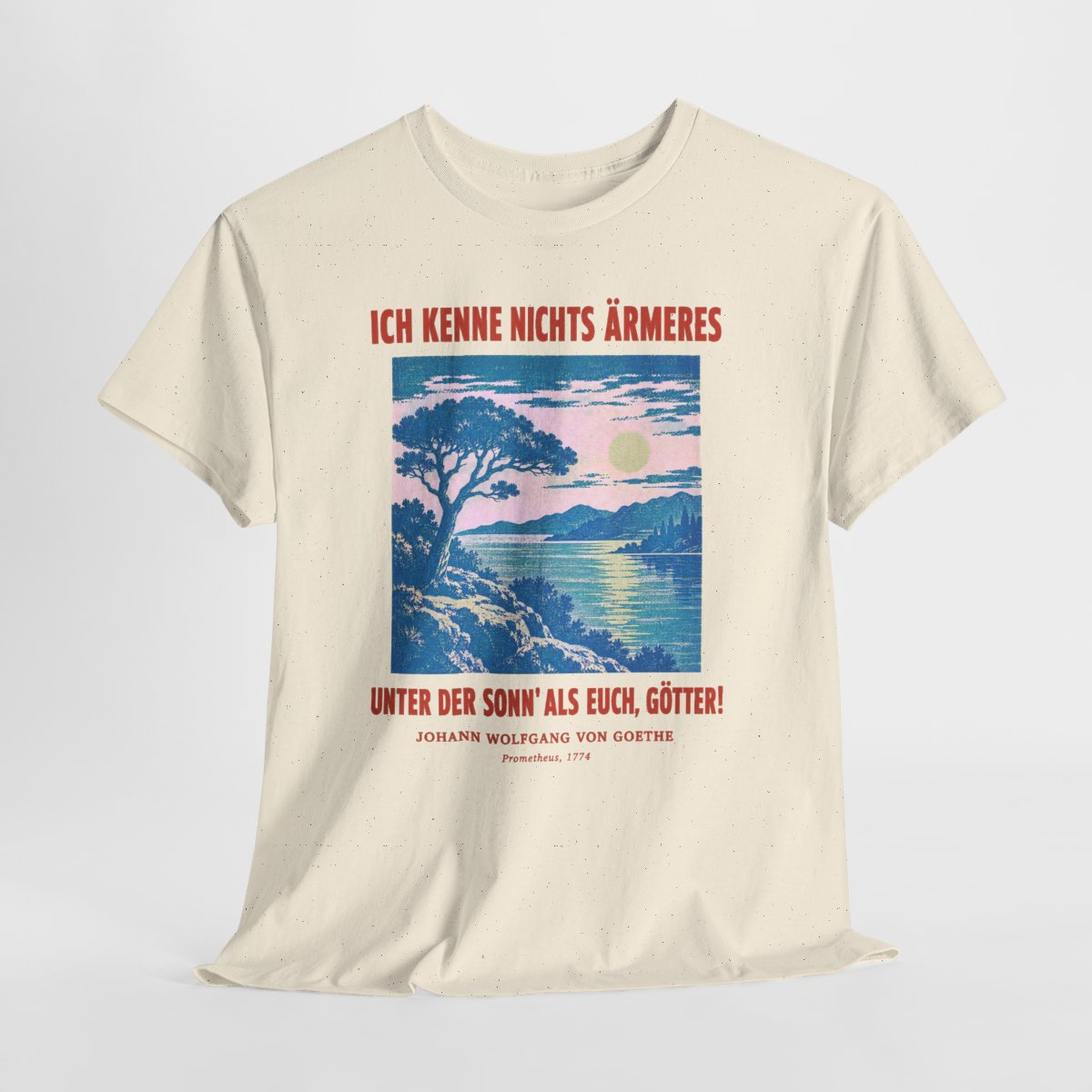 Unisex T-Shirt mit Zitat - Goethe - Ich kenne nichts Ärmeres – hanging-1