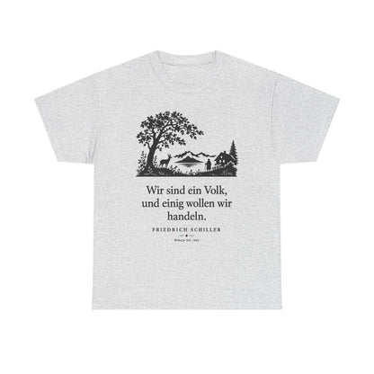 Unisex T-Shirt mit Zitat - Schiller - Wir sind ein Volk Scherenschnitt – front