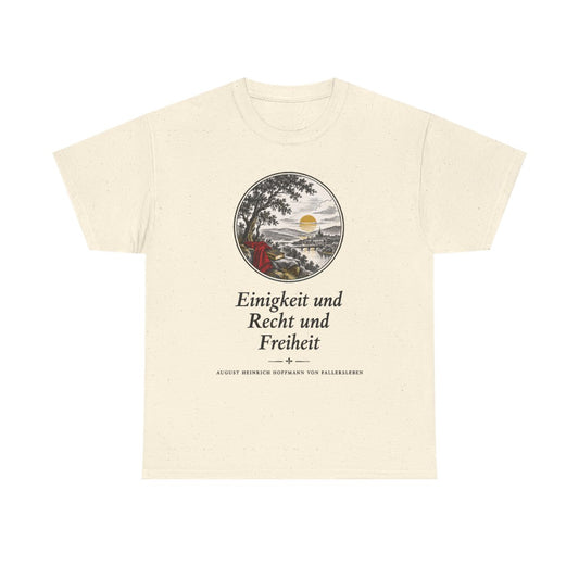 Unisex T-Shirt mit Zitat - Fallersleben - Einigkeit und Recht und Freiheit Nachtstück – front