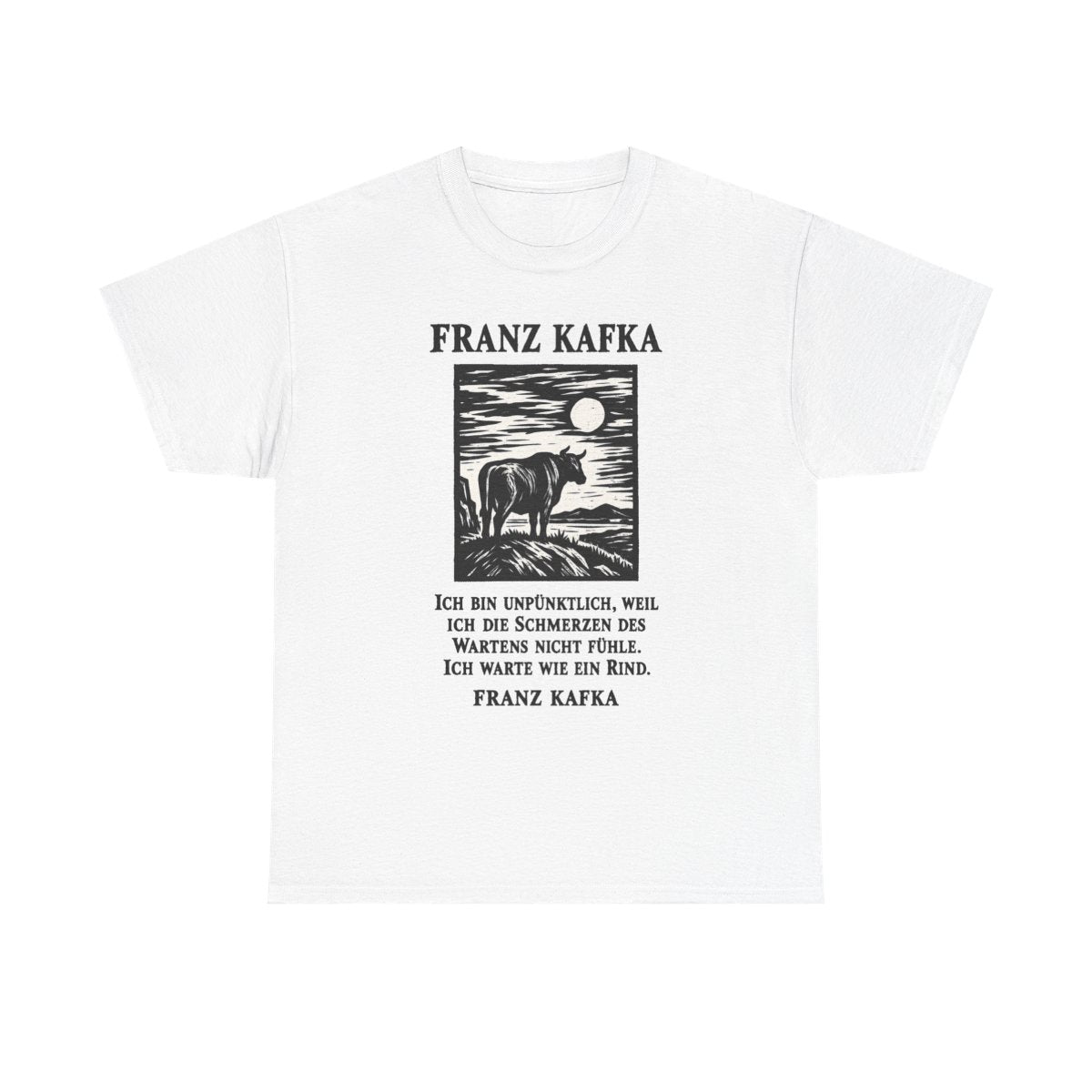 Unisex T-Shirt mit Zitat - Kafka - Ich bin unpünktlich – front