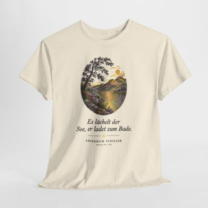 Unisex T-Shirt mit Zitat - Schiller - Es lächelt der See – hanging-1