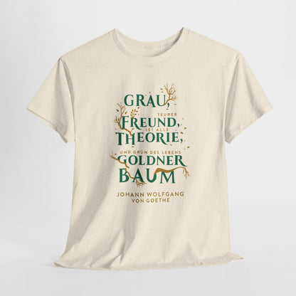 Unisex T-Shirt mit Zitat - Goethe - Goldner Baum – hanging-1