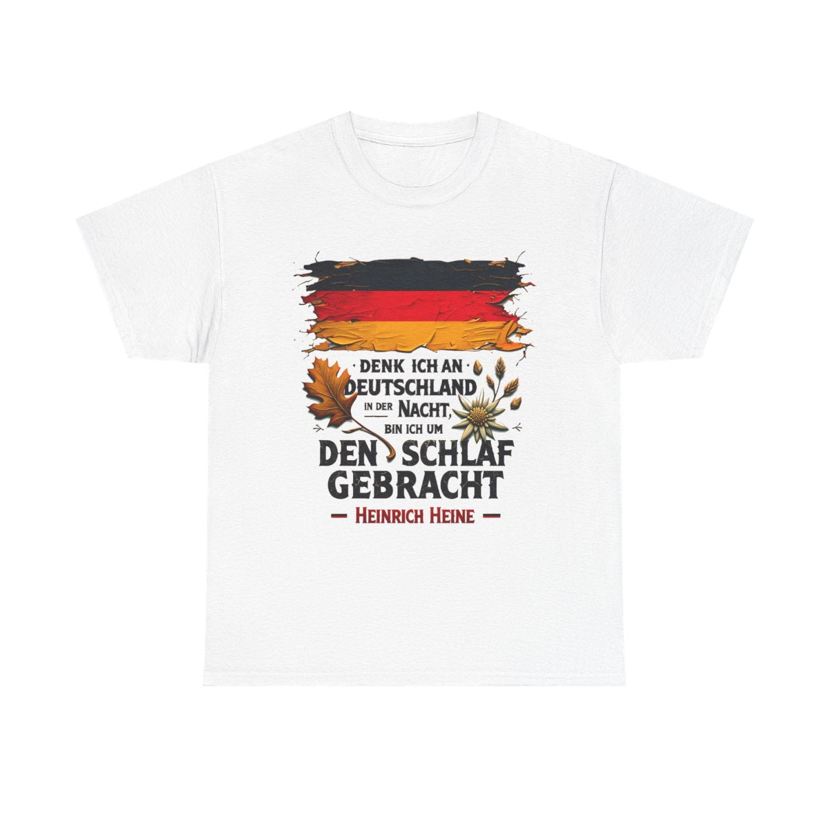 Unisex T-Shirt mit Zitat - Heine - Nachtgedanken Flagge – front