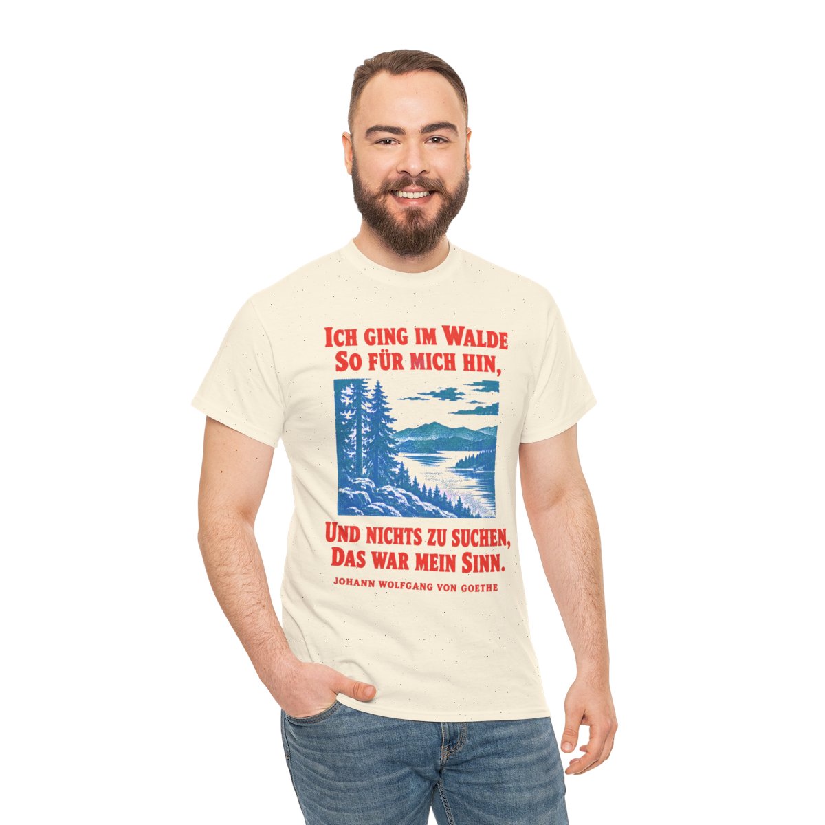 Unisex T-Shirt mit Zitat - Goethe - Ich ging im Walde – person-3