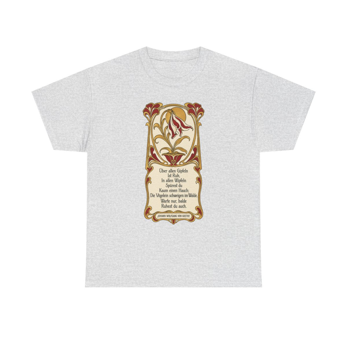 Unisex T-Shirt mit Zitat - Goethe - Über allen Gipfeln Jugendstil – front