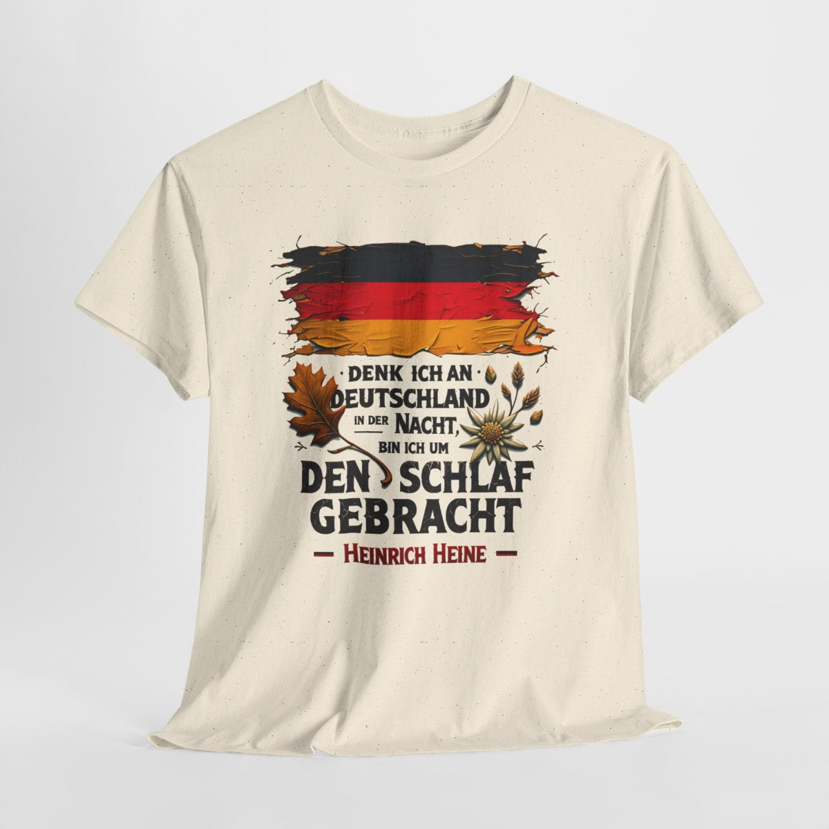 Unisex T-Shirt mit Zitat - Heine - Nachtgedanken Flagge – hanging-1
