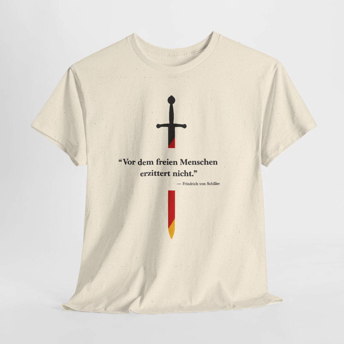 Unisex T-Shirt mit Zitat - Schiller - Vor dem freien Menschen – hanging-1