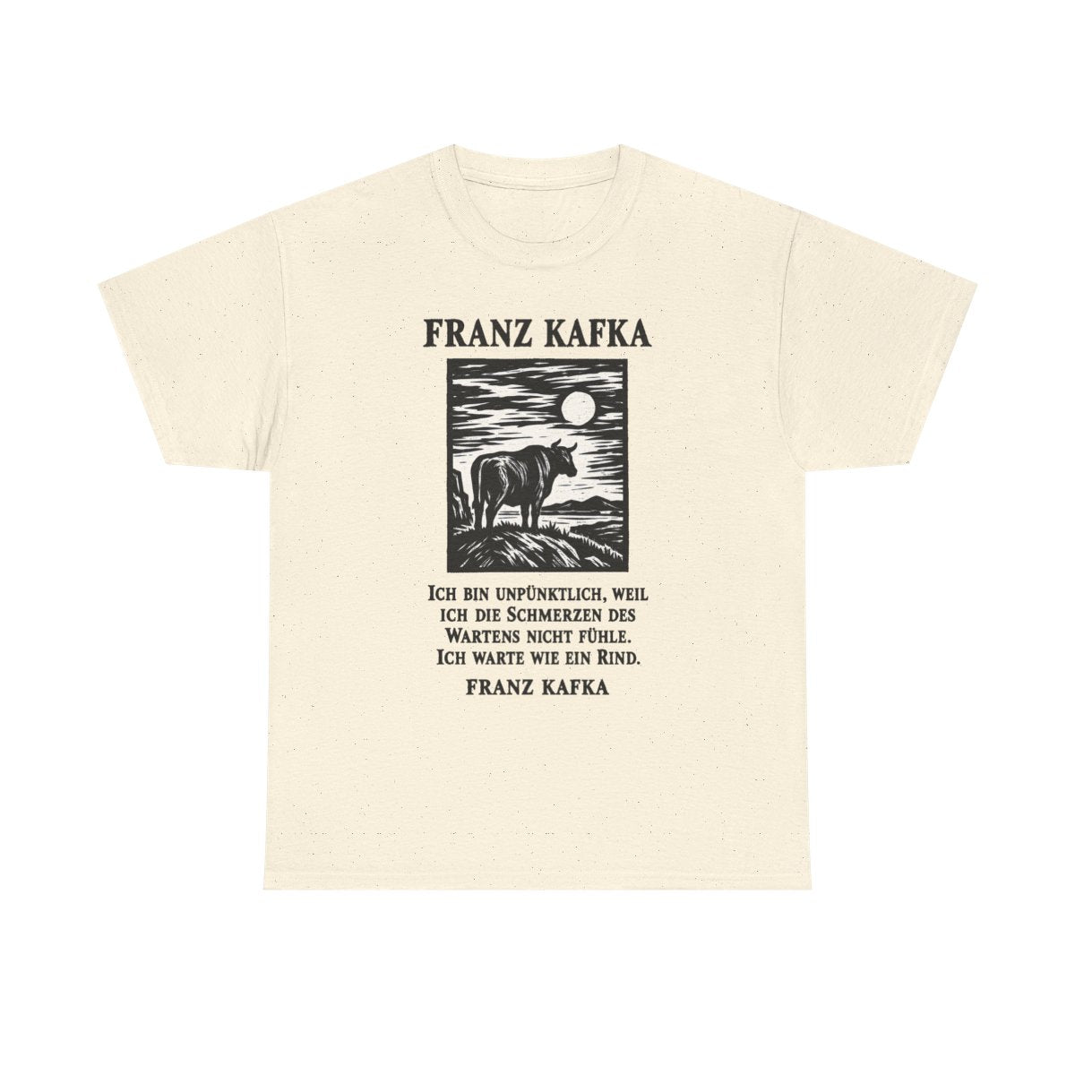 Unisex T-Shirt mit Zitat - Kafka - Ich bin unpünktlich – front
