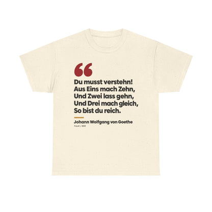 Unisex T-Shirt mit Zitat - Goethe - Du musst verstehn – front