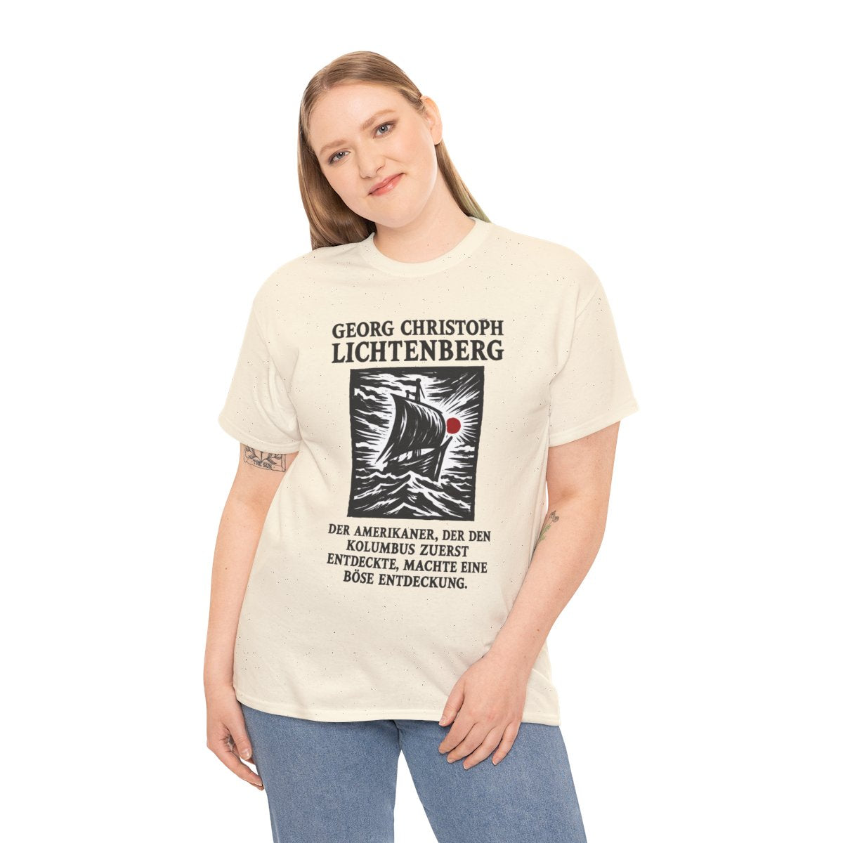 Unisex T-Shirt mit Zitat - Lichtenberg - Der Amerikaner – person-2