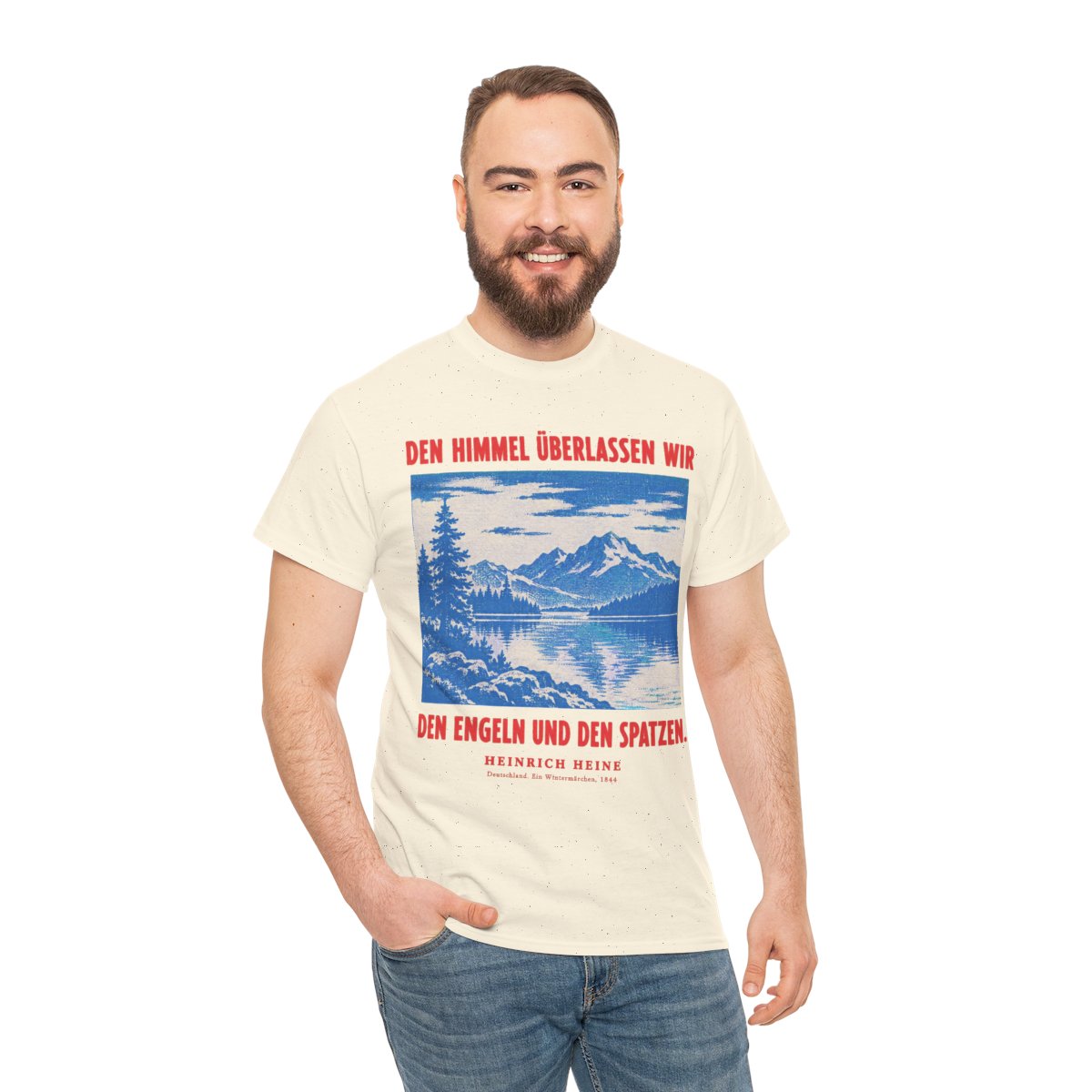 Unisex T-Shirt mit Zitat - Heine - Den Himmel überlassen wir – person-3
