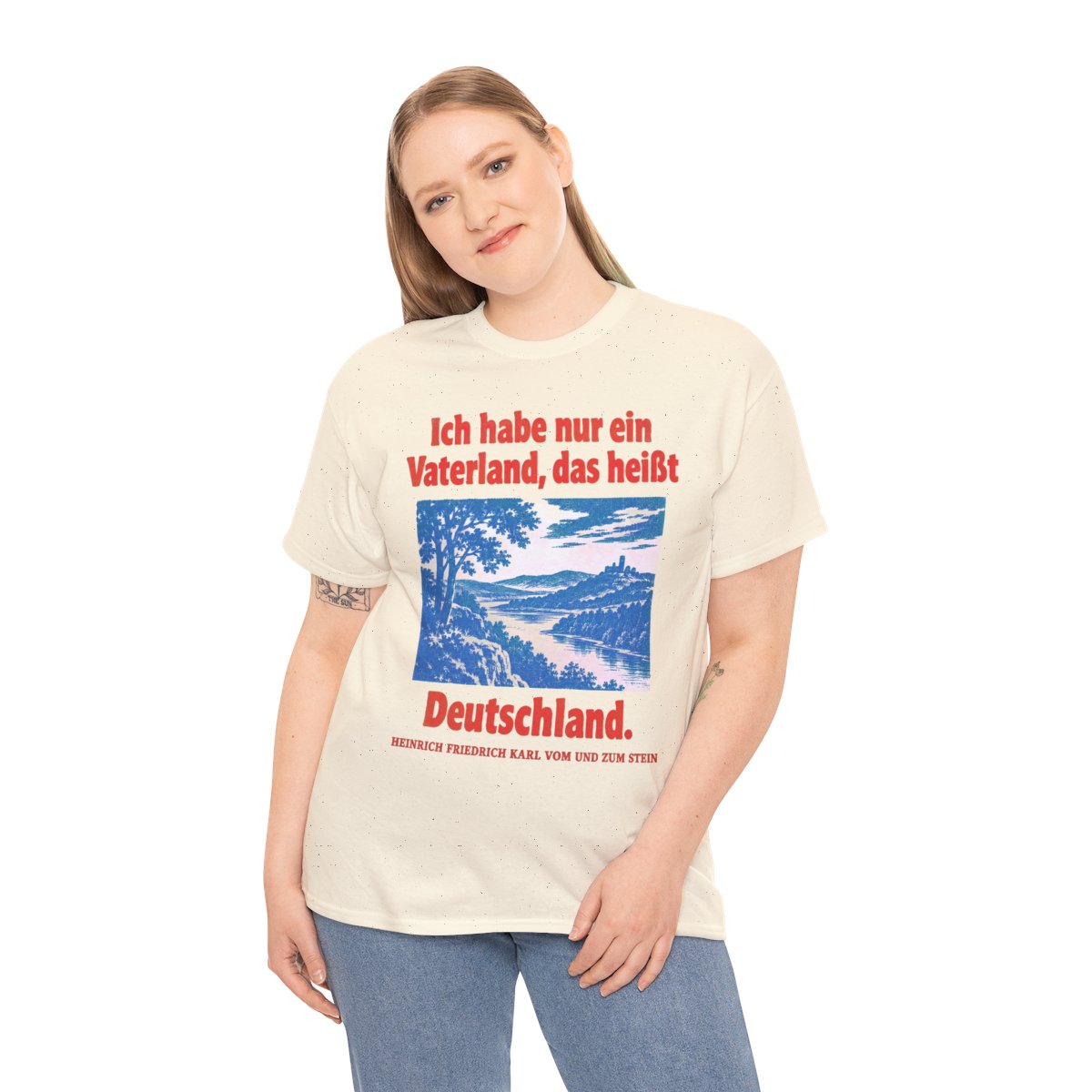 Unisex T-Shirt mit Zitat - Stein - Ich habe nur ein Vaterland – person-2