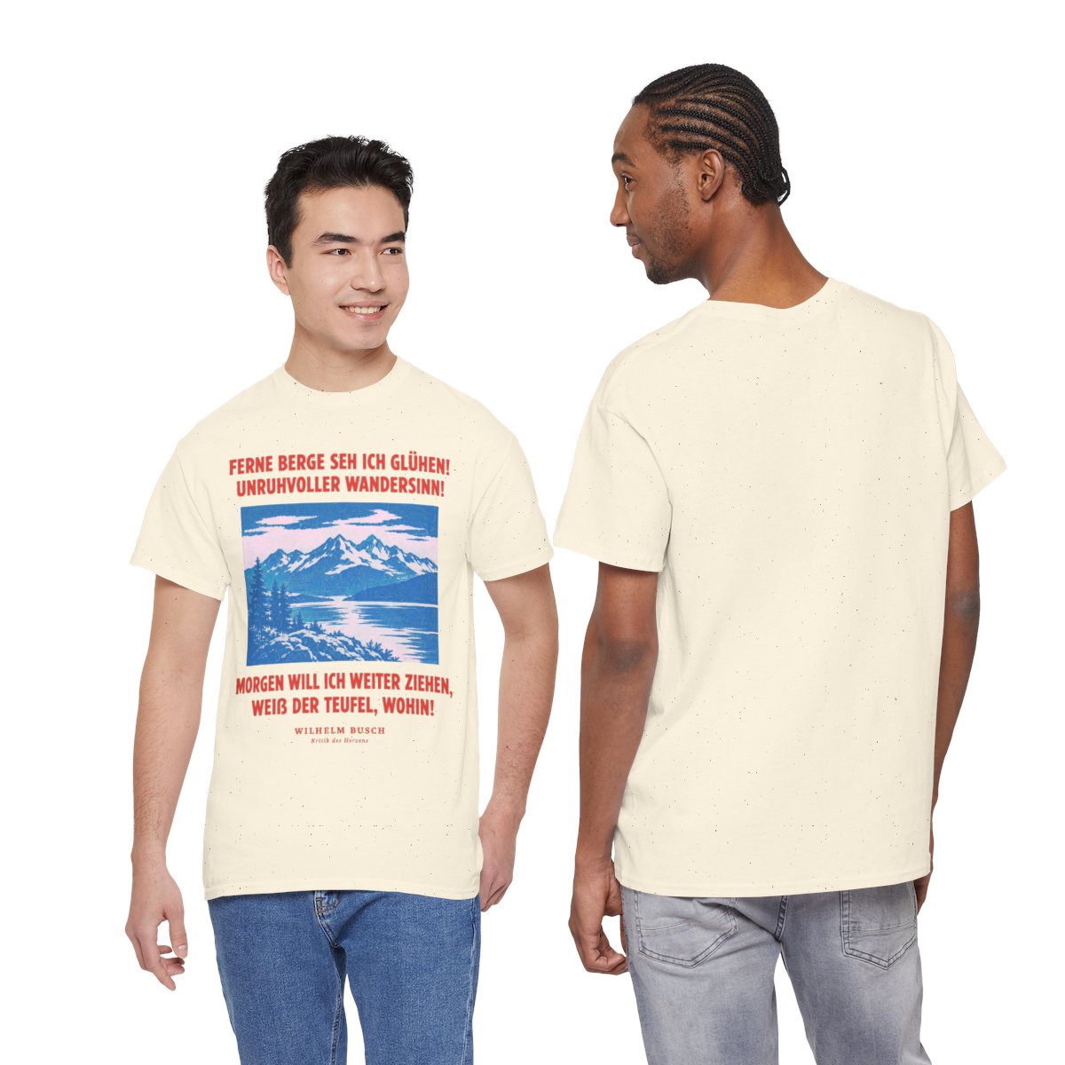 Unisex T-Shirt mit Zitat - Busch - Ferne Berge seh ich glühen – duo
