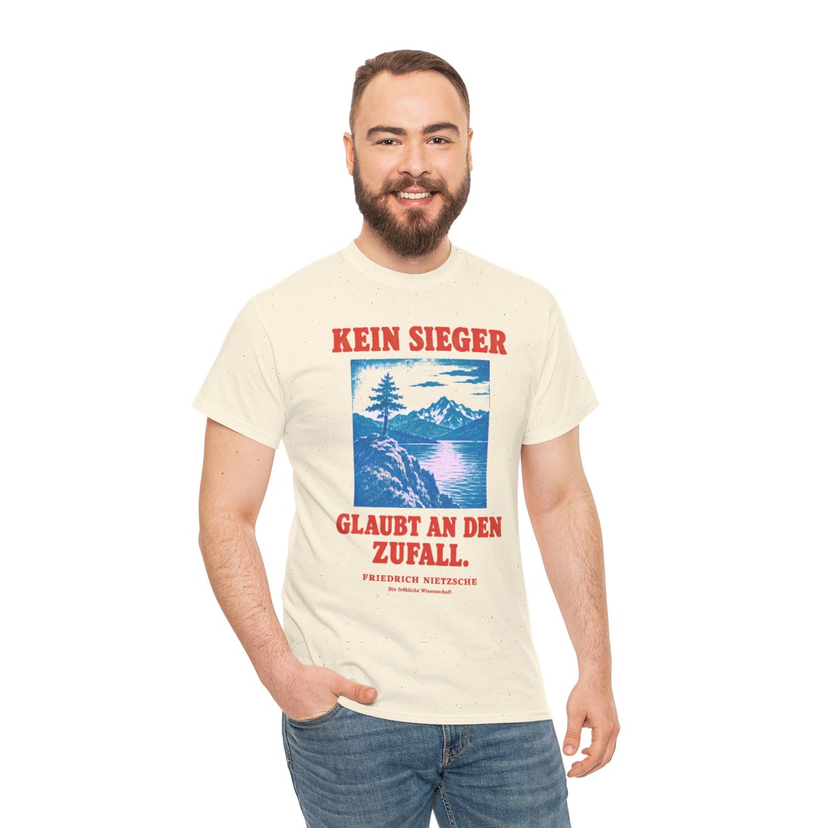 Unisex T-Shirt mit Zitat - Nietzsche - Kein Sieger glaubt an den Zufall – person-3