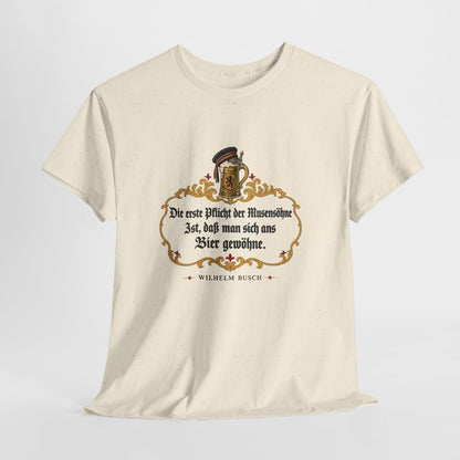 Unisex T-Shirt mit Zitat - Busch - Pflicht der Musensöhne – hanging-1