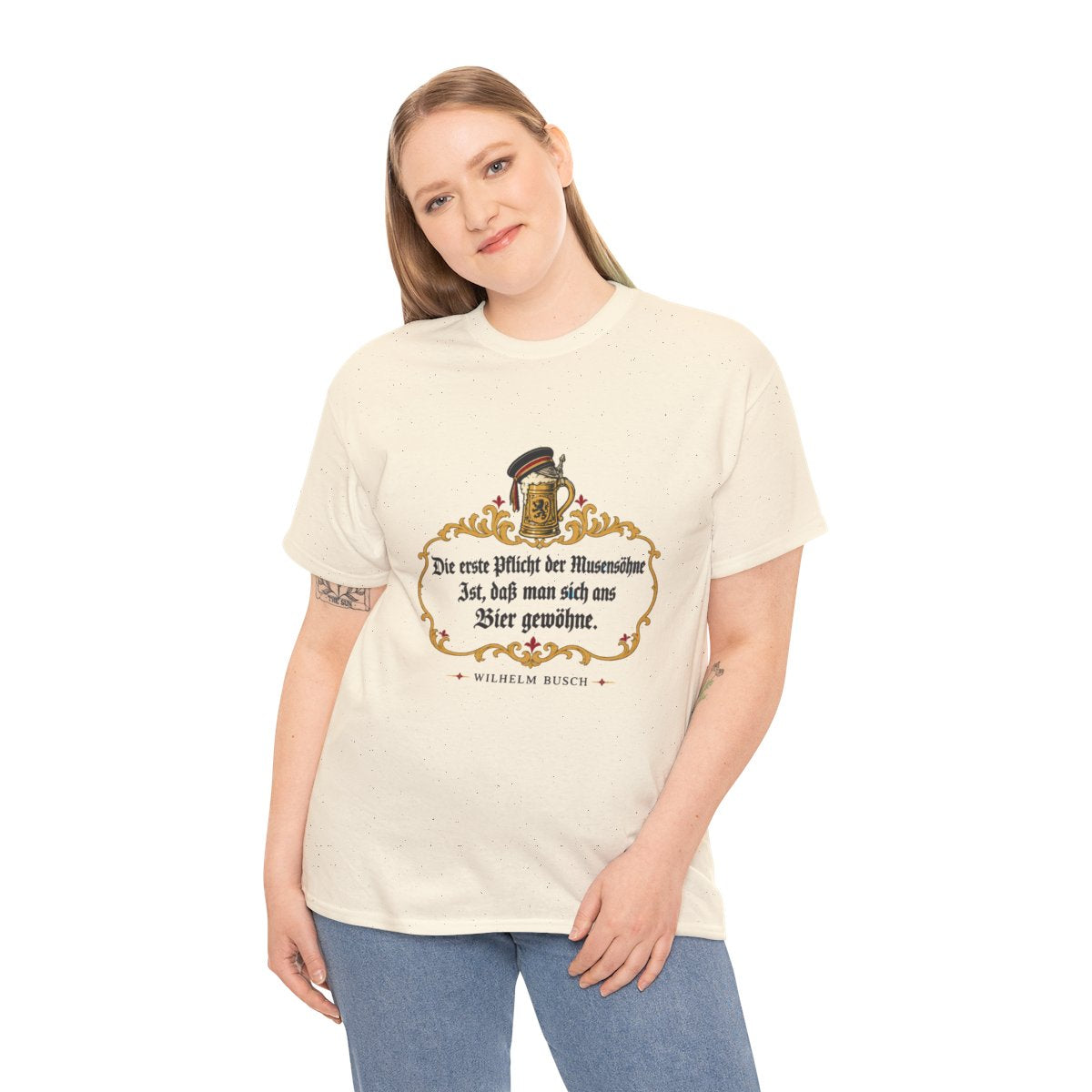 Unisex T-Shirt mit Zitat - Busch - Pflicht der Musensöhne – person-2