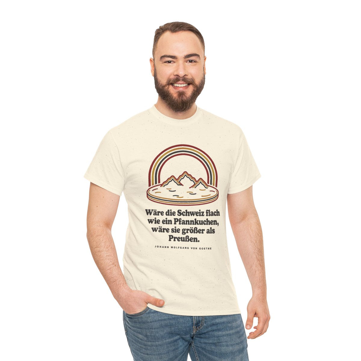 Unisex T-Shirt mit Zitat - Goethe - Schweiz wie ein Pfannkuchen – person-3