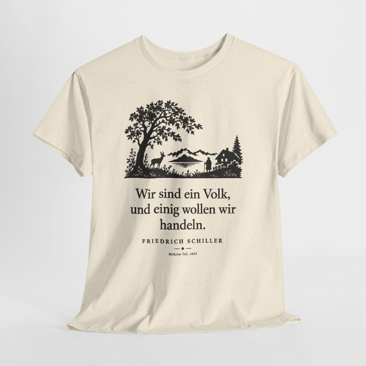 Unisex T-Shirt mit Zitat - Schiller - Wir sind ein Volk Scherenschnitt – hanging-1