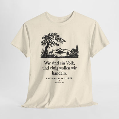 Unisex T-Shirt mit Zitat - Schiller - Wir sind ein Volk Scherenschnitt – hanging-1