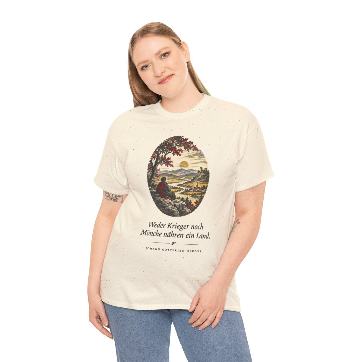 Unisex T-Shirt mit Zitat - Herder - Weder Krieger noch Mönche nähren ein Land – person-2