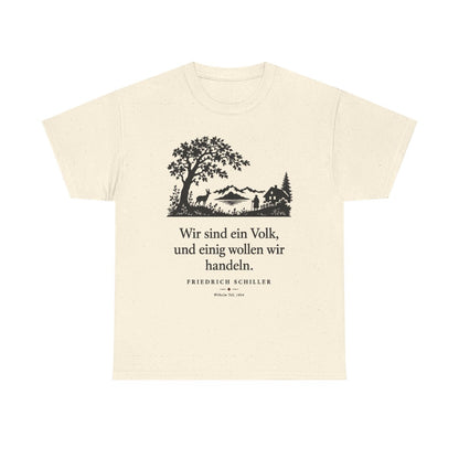 Unisex T-Shirt mit Zitat - Schiller - Wir sind ein Volk Scherenschnitt – front