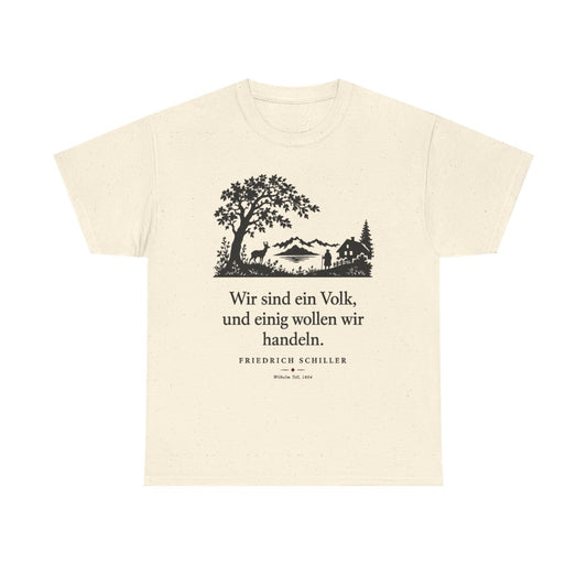 Unisex T-Shirt mit Zitat - Schiller - Wir sind ein Volk Scherenschnitt – front