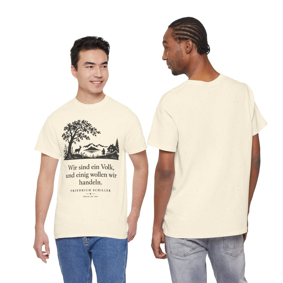 Unisex T-Shirt mit Zitat - Schiller - Wir sind ein Volk Scherenschnitt – duo