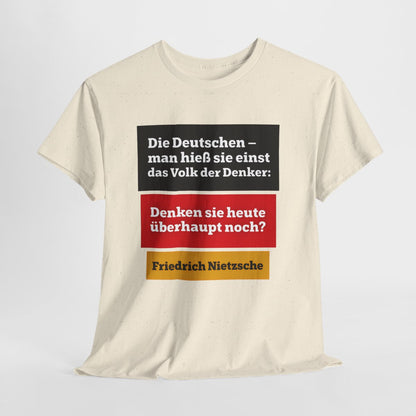 Unisex T-Shirt mit Zitat - Nietzsche - Volk der Denker Balken – hanging-1